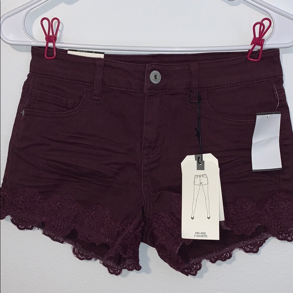 Vanilla Star purple mid rise shorts